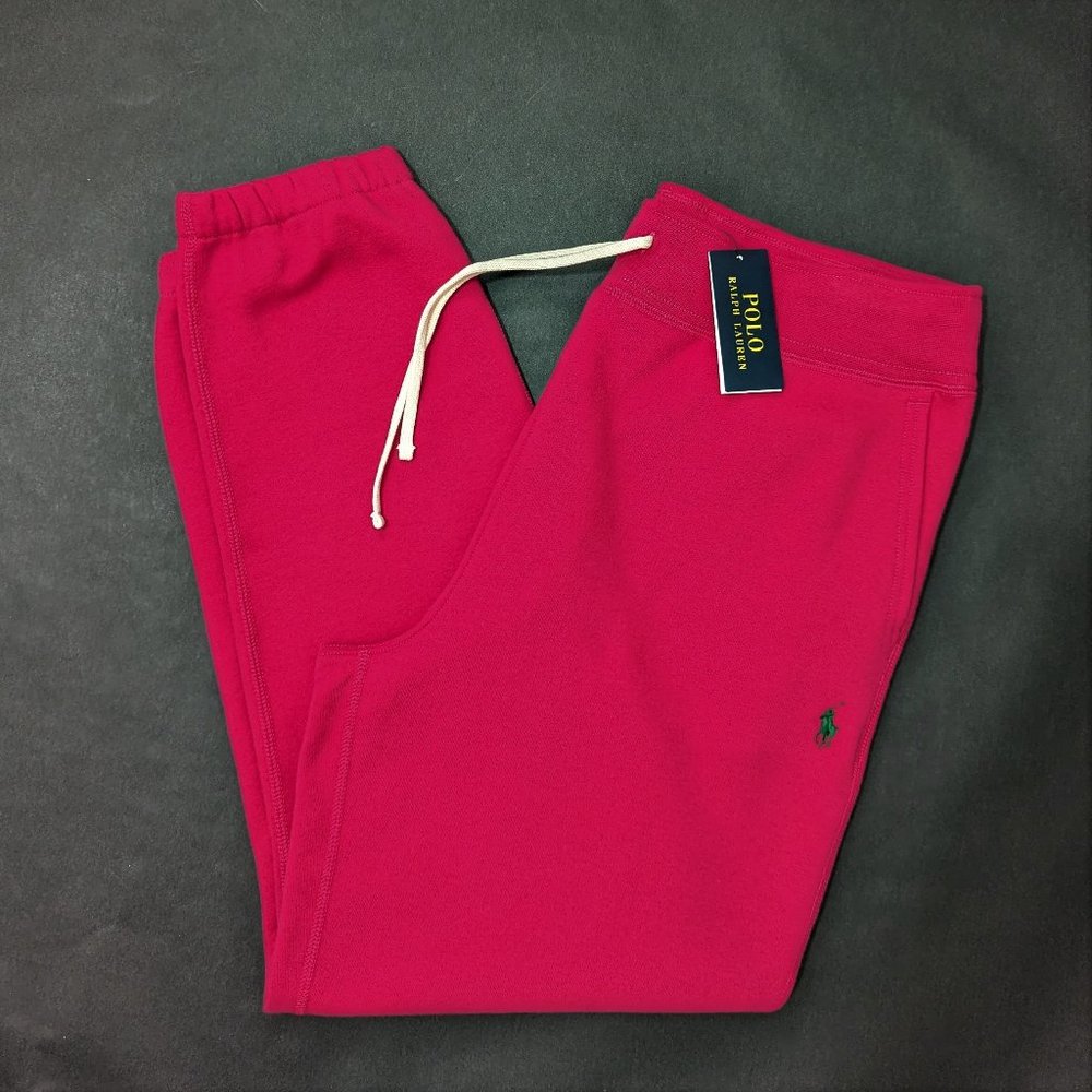 $125 Polo Ralph Lauren Men`s Pink Fleece Sweat Pants Size XL 36x30